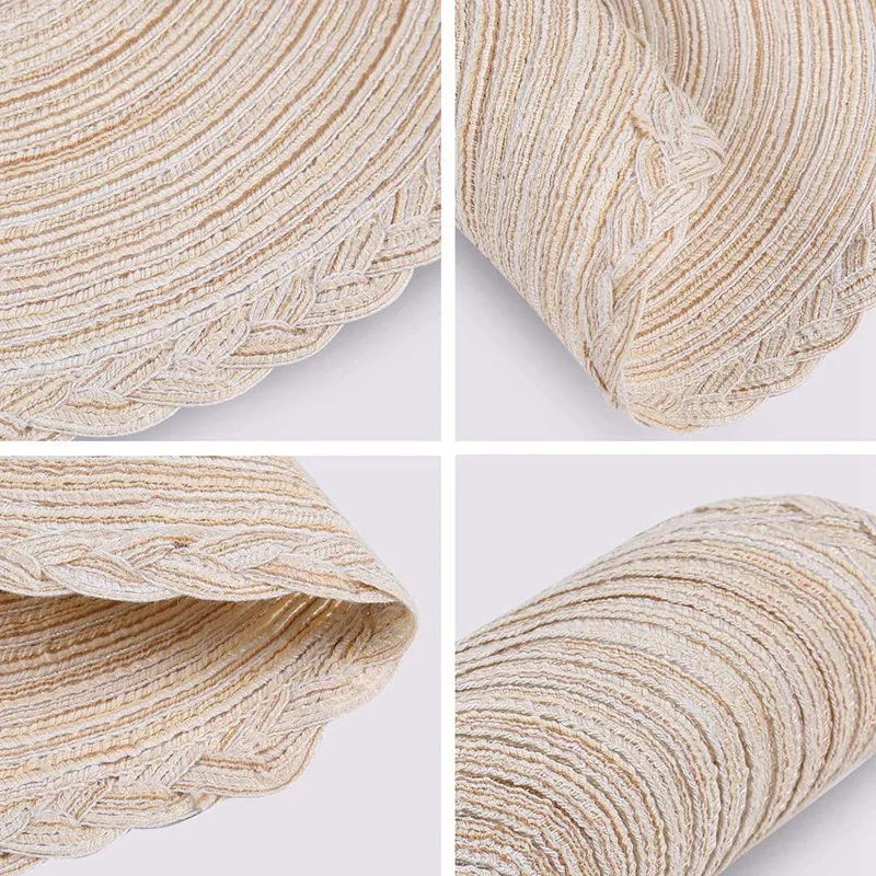 

8 Pack Round Braided Placemats for Dining Table Woven Heat Resistant Non-Slip Kitchen Table Mats, 14 Inch Diameter
