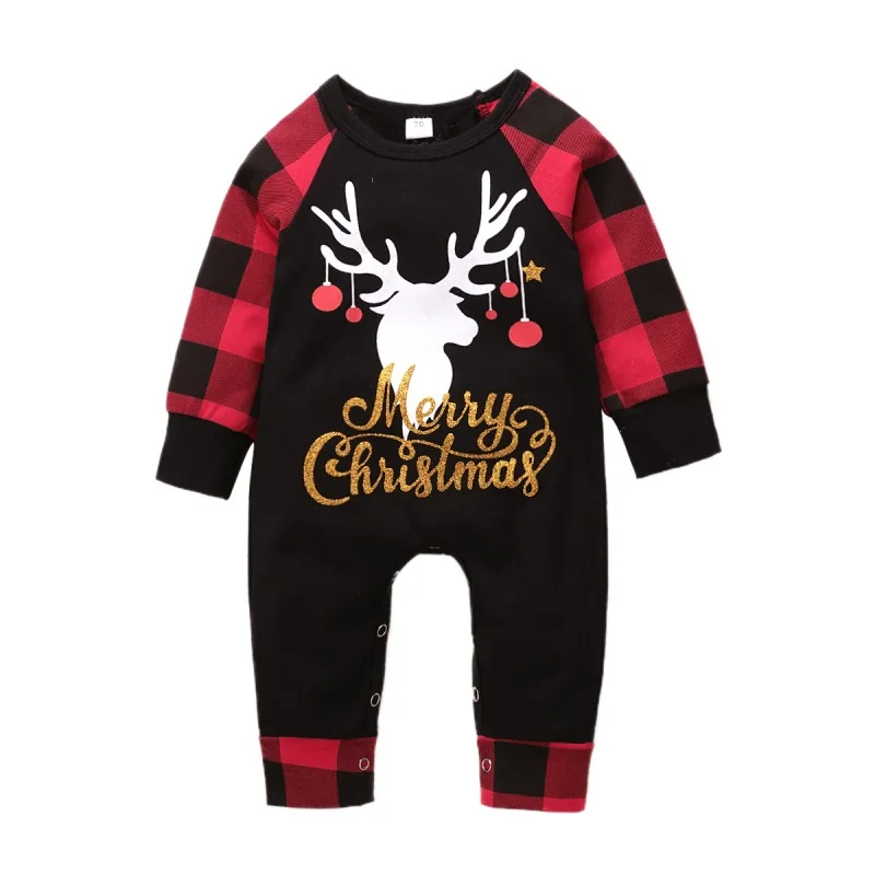 

2020 Christmas Newborn Baby Boy Girl Clothes Soft Romper Plaid Long Sleeve Jumpsuit Infant Outfit Clothing Toddler Kid Costume