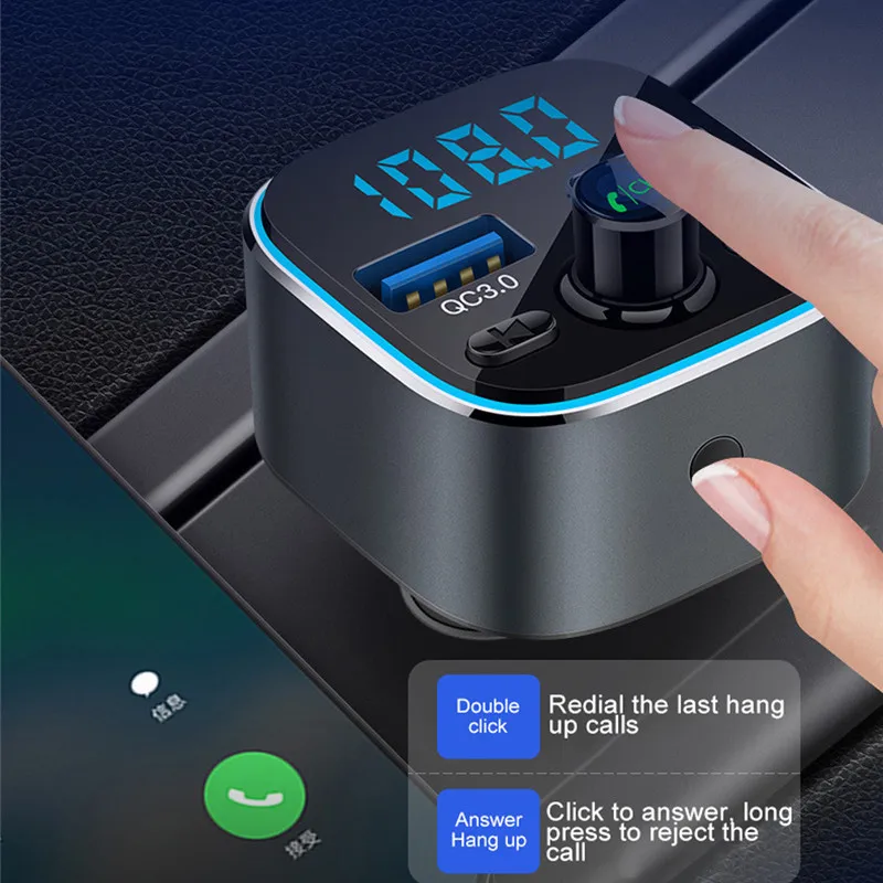 USLION двойной зарядное устройство USB с fm-передатчиком Bluetooth 5,0 приемник аудио mp3-плеер TF карта Автомобильный комплект Автомобильное зарядное устройство QC3.0