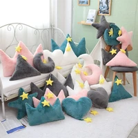 nordic style star moon crown heart shaped plush pillow stuffed sofa chair cushion faux bunny fur back rest home decor girls gift