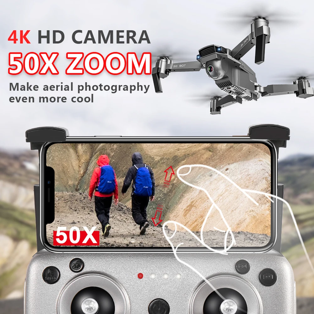 Складной GPS Дрон 4K HD Двойная камера Широкоугольный WIFI FPV RC Квадрокоптер складной