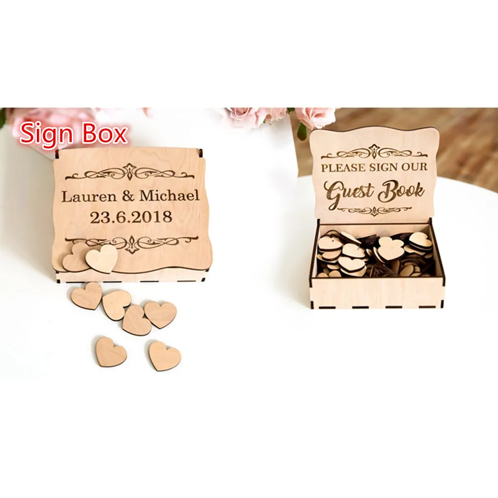 Personalize White border Wedding Guest Book Custom Modern birthday party Wish Box Baby shower Drop Top Guestbook | Дом и сад
