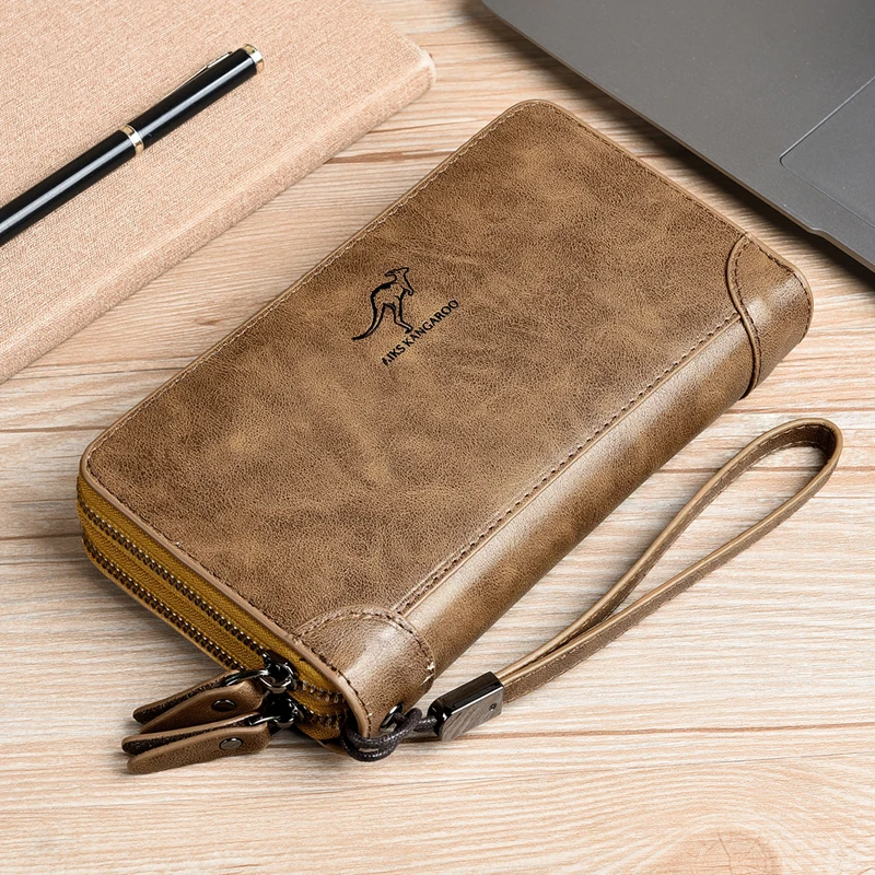 Вместительные мужские сумки кожзам Ретро стиль мужской клатч двойная молния compart