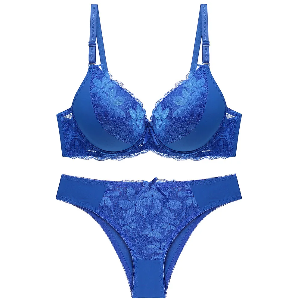 Underwear Women Set Sexy Lace Bra Set Underwear Set Solid Female Women Underwire Push Up Cup A B C 32 34 36 38 40 42 44 46