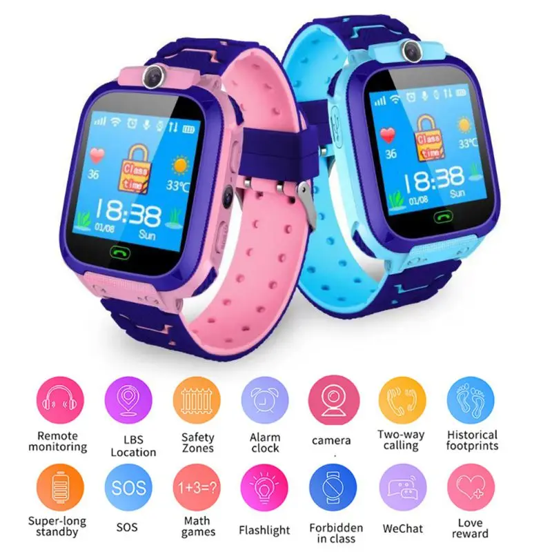 Красивые красочные Детские Смарт-часы с сенсорным экраном ударопрочный ABS