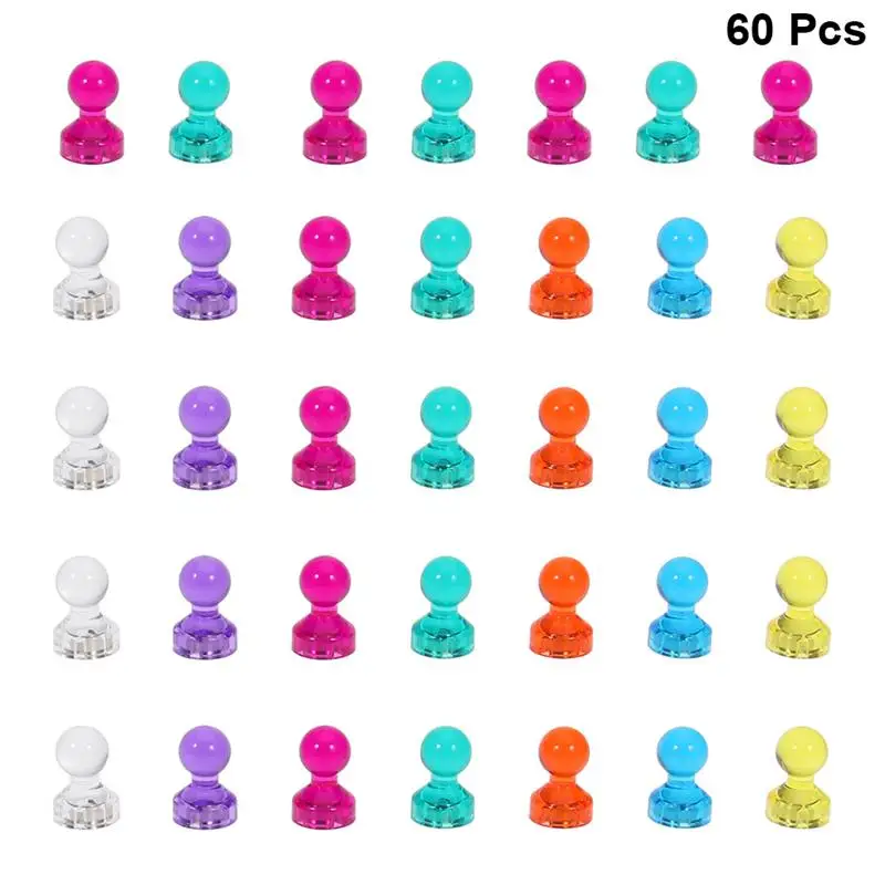 60 шт. цветные прозрачные магниты на холодильник магнитные штифты для белой доски