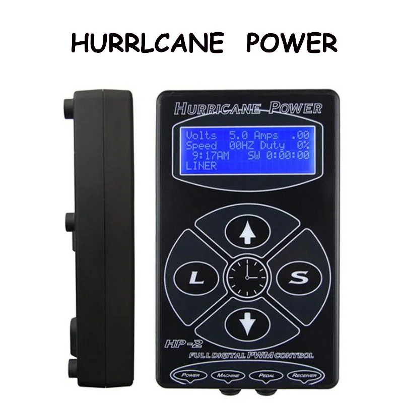 Новейший черный hp-2 Hurricane Tattoo Электропитание цифровой двойной ЖК-дисплей тату Электропитание машины для тату машин