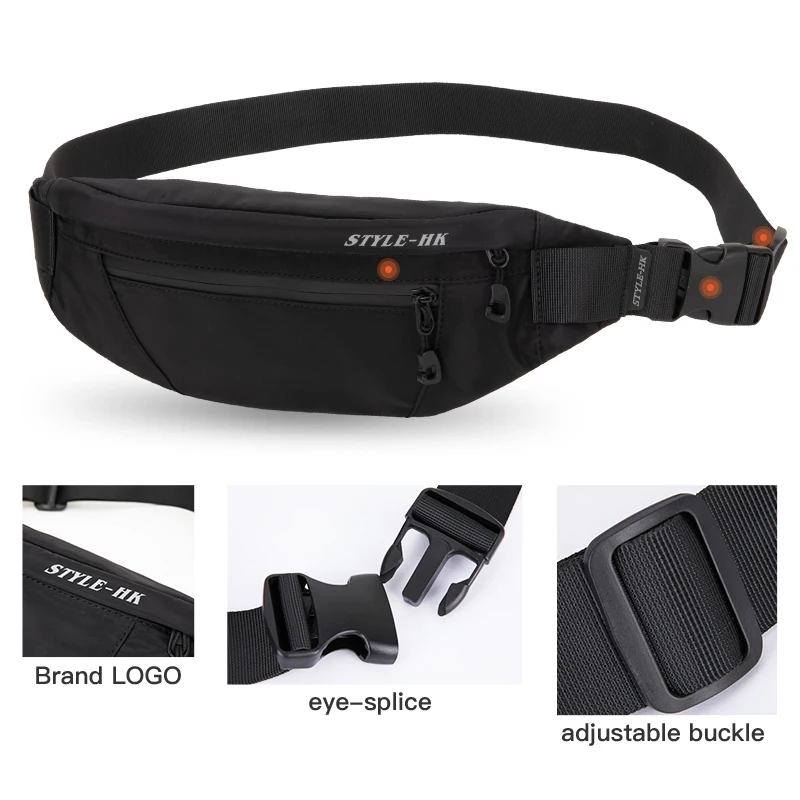 Hk Man Waist Bag New Fashion Fanny Pack Chest Pack Travel Outdoor Sports Crossbody Bag Casual Male Waterproof  Bum Belt Bag