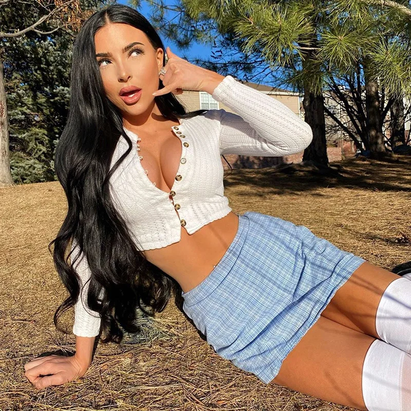 

2021 Single Breasted Women Women Cardigans Top Long Sleeve Slim Streetwear White Outwear Casual Bodycon Lady Chic Crop Top