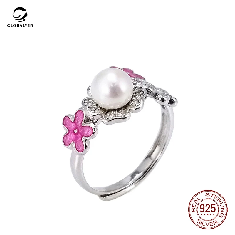 Новое корейское кольцо из стерлингового серебра S925 пробы с простым жемчугом