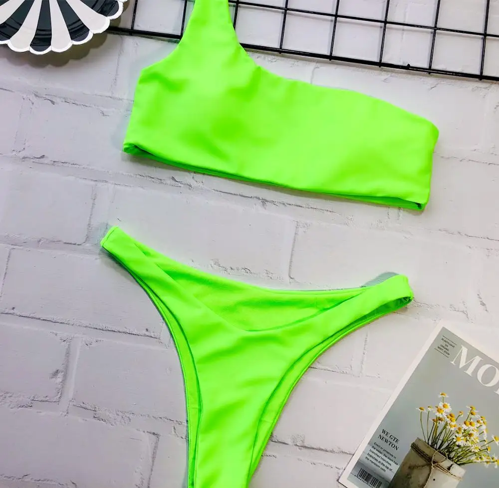 Лидер продаж 2020 AliExpress бикини на одно плечо женский купальник в европейском и