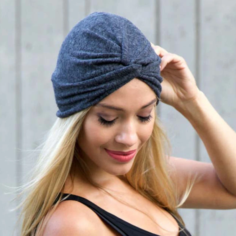 Женские банданы, растягивающиеся мусульманские тюрбаны, внутренние хиджабы, ободки для головы, головные платки для женщин, узловатые индийские повязки на голову.