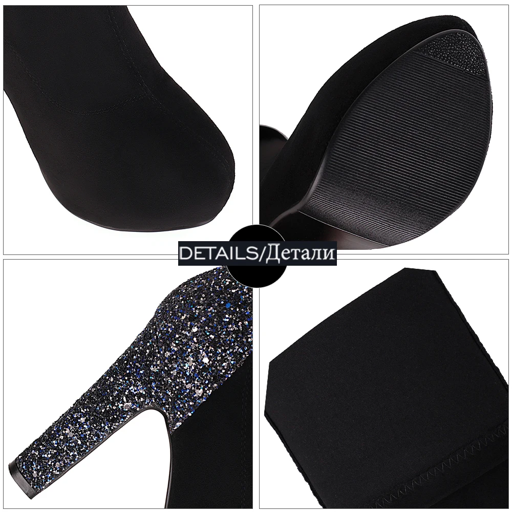 

WETKISS Stretch Over The Knee Boots Women Thigh High Boot Round Toe Slip On Winter Shoes Woman Thick High Heels Long Boots Big