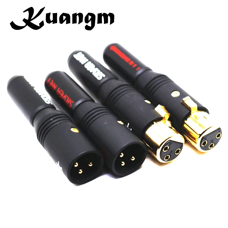 2 шт. гнездовой штекер XLR Hi end Kuangm аудио разъем 3 контакта Разъем черный металл 62%