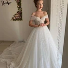 Сексуальные блестящие свадебные платья LORIE, трапециевидные платья цвета слоновой кости с открытыми плечами в стиле бохо, свадебные платья принцессы с пышной блестящей юбкой