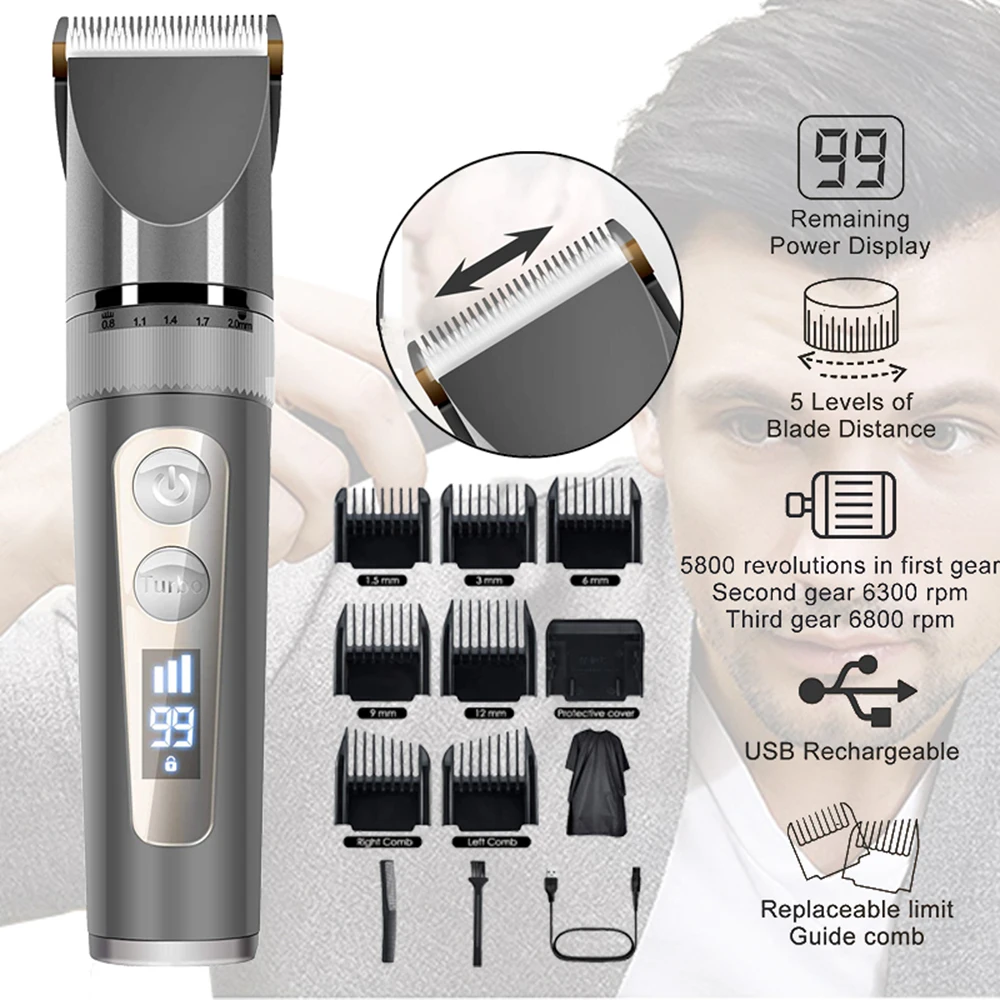 

Hair Clipper Professional Hair Trimmer Barber Hair Cutting Machine Electric Shavers for Men Beard Shaving Razor Beard Trimmer