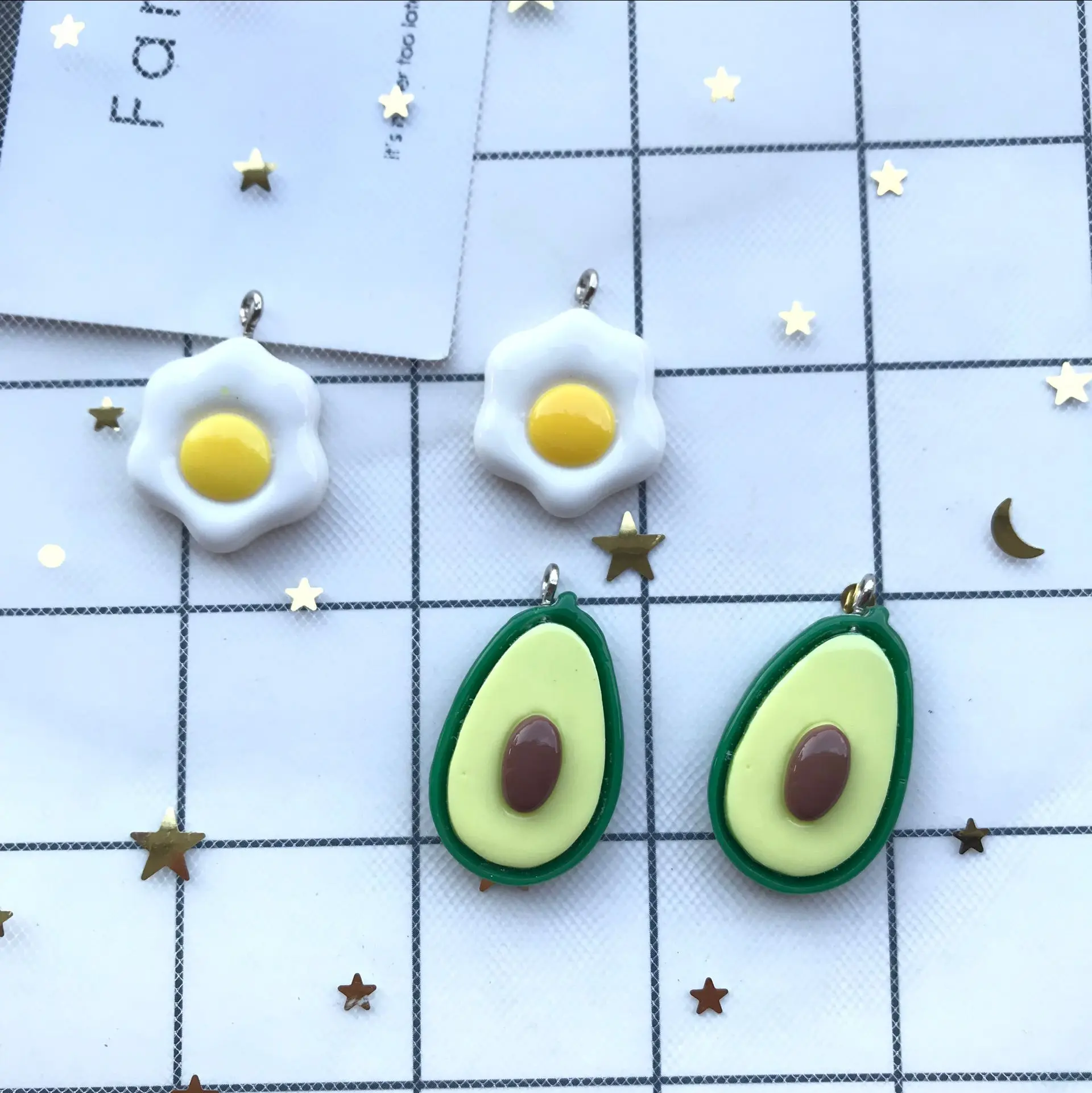 Смешанные 10 шт. кавайные шармы из смолы с плоской задней стороной авокадо