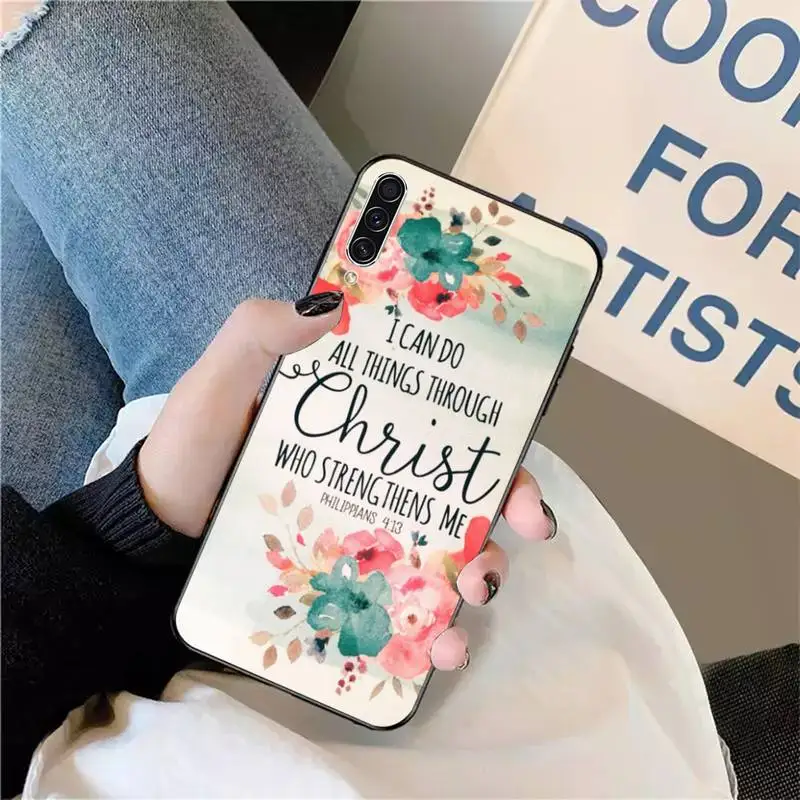 

Letter flower bible Quotes Phone Case For Samsung galaxy A S note 10 7 8 9 20 30 31 40 50 51 70 71 21 s ultra plus