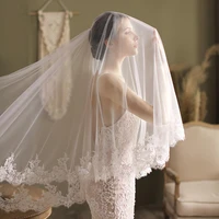 wedding veils soft tulle with top quality floral applique bridal veil new arrival