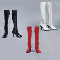 in stock 16 zy1008 redblack high tube zipper female high heels leather boots shoes hollow inside for 12 action figure toys