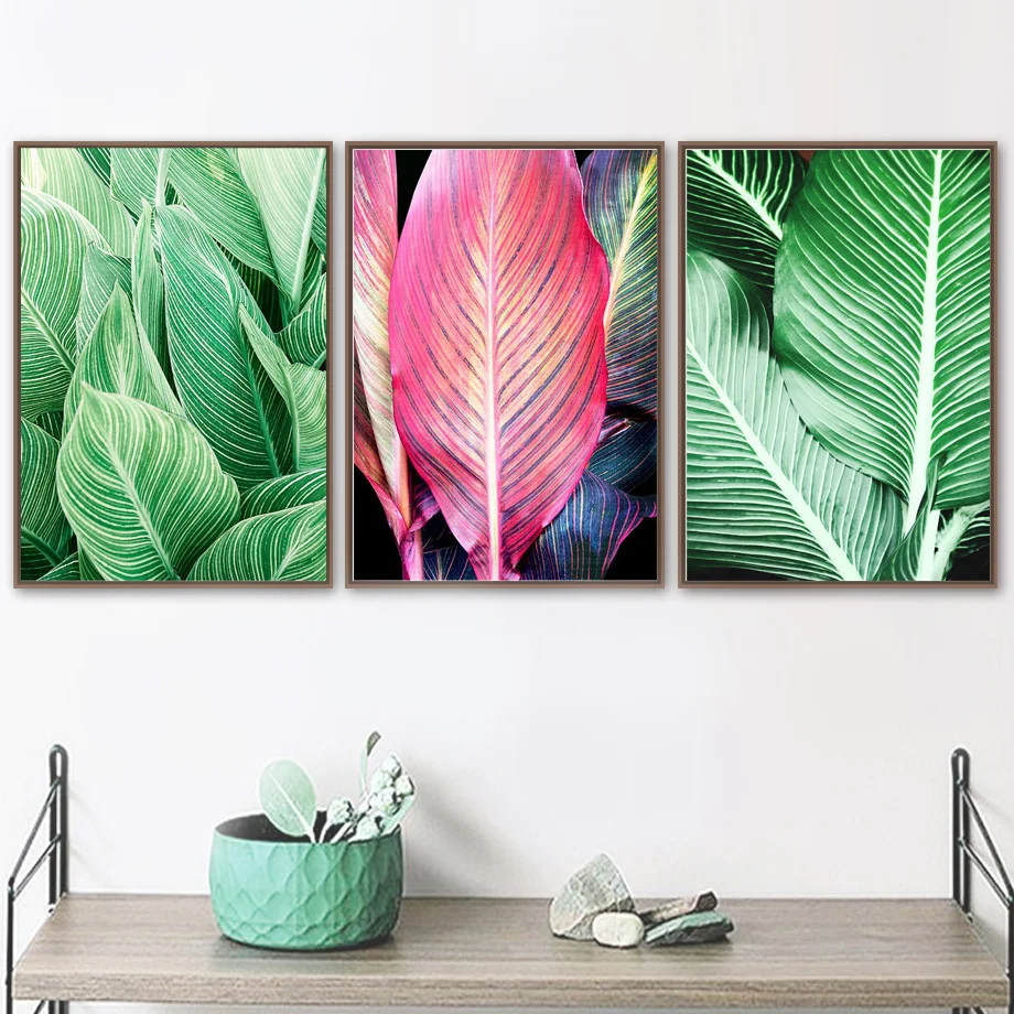 Модные нордическое зеленое растение плакат Wall Art Холст Картина Большой Свежий