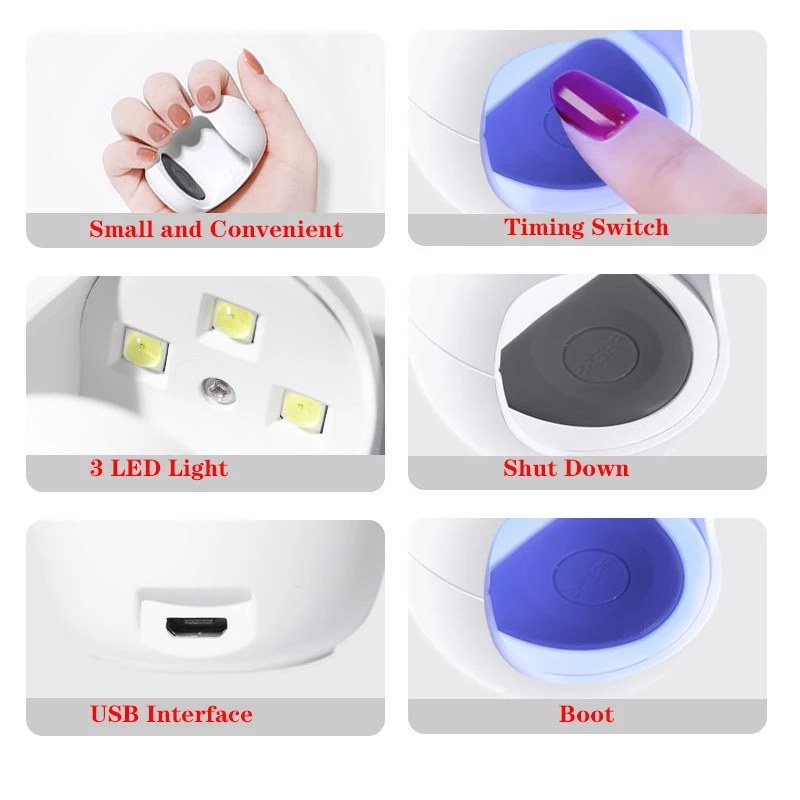 Яйцо форма 3 Вт УФ светодиодный светильник для ногтей одна лампочка на палец гель