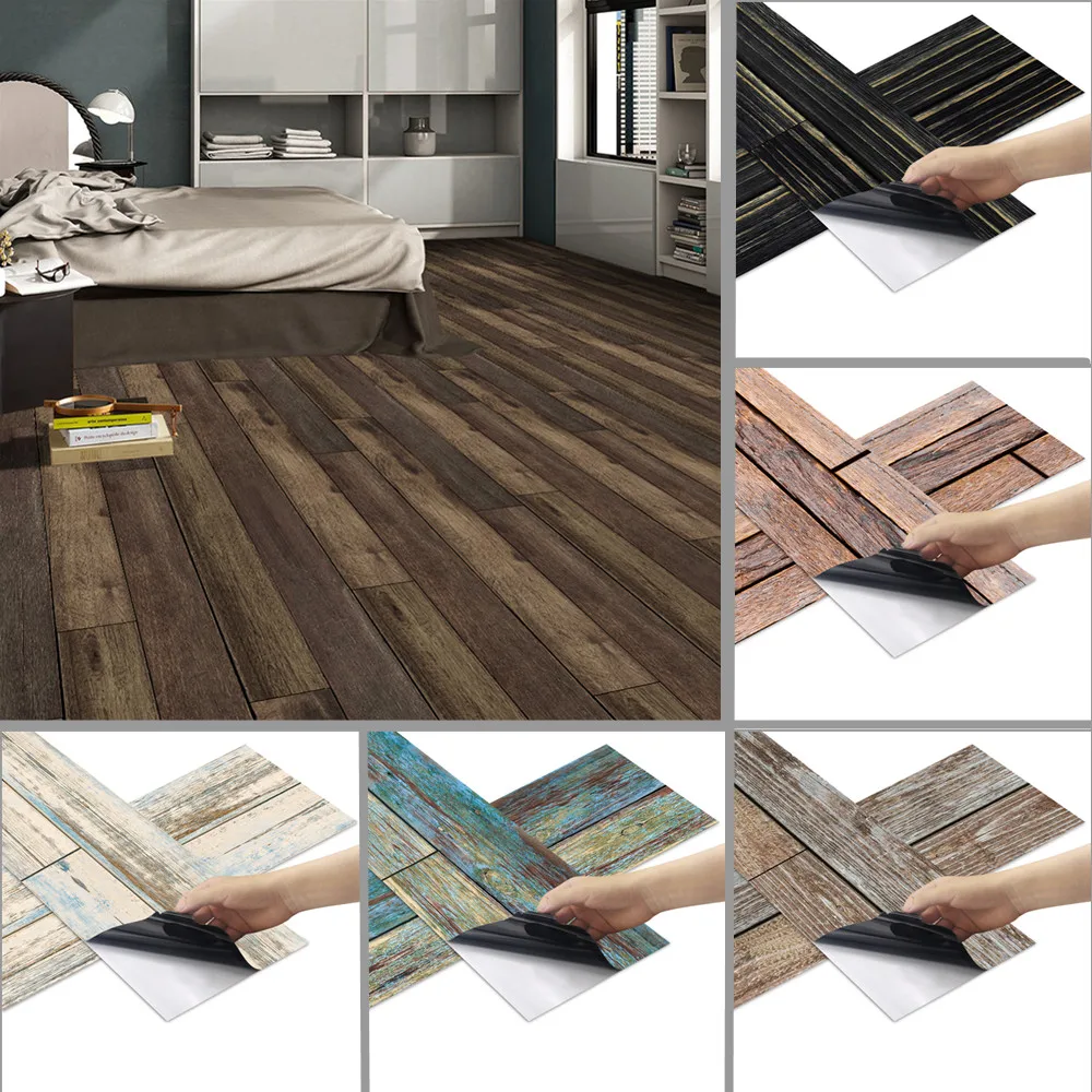 

Vinyl Waterproof Self-adhesive Wood Grain Wallpaper Living Room Bedroom Floor Sticker Kitchen Backsplash Home Decor Wall Sticker