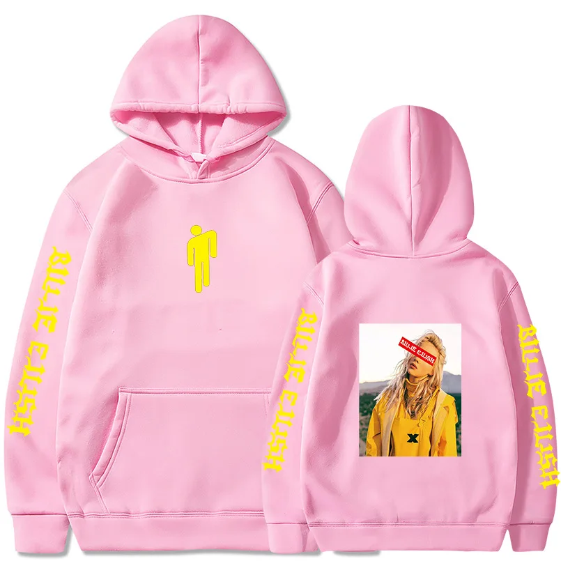 Pink 03 Billie Eilish, модные толстовки с принтом для мужчин/женщин, толстовки с капюшоном и длинным рукавом,, повседневные трендовые уличные толстовки - Цвет: Pink 03