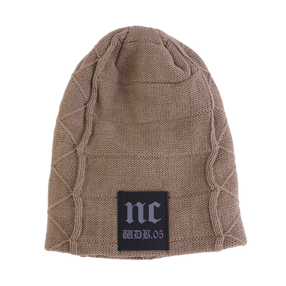 Зимние теплые шапки облегающие Модная вязаная женская шапка с буквенным принтом