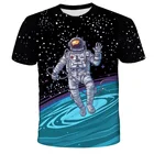 2021 3D футболки с астронавтом, детская модная футболка с принтом Луны, звезды, неба для мальчиков и девочек, космос, Марс, космос, галактика, Детская футболка