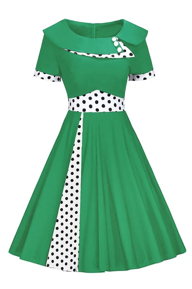 Коктейльные платья A line robe de Cocktail вечерние платья короткое официальное платье Polk Dot Swing Vestidos Coctail вечернее платье - Цвет: Green