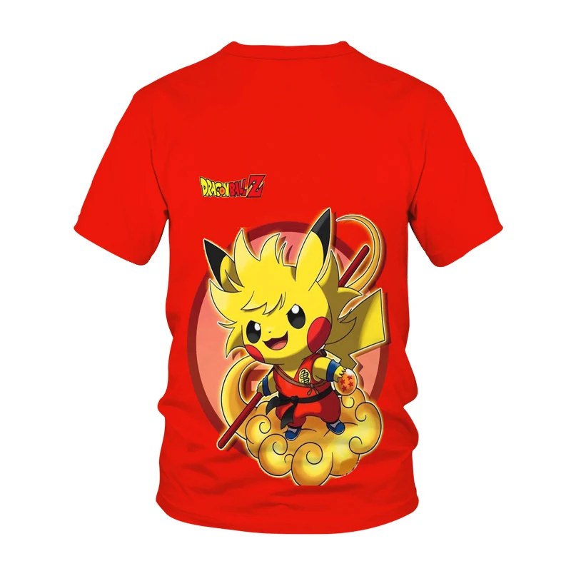 

2021 New 3D T-Shirt Tee Casual Top Pokmon Pikachu Streatwear Short Sleeve Fire Print Summer tshirt Men's T-Shirt 110-6XL