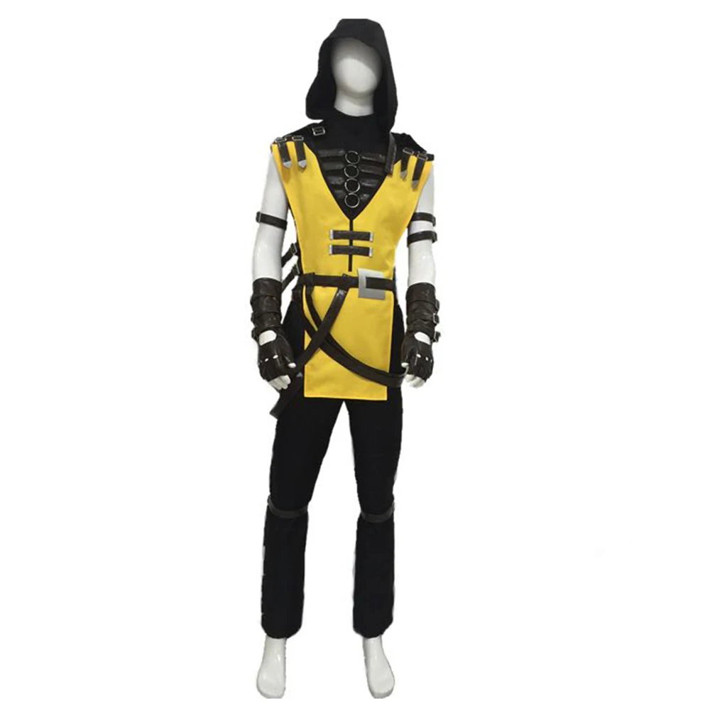 Игра Mortal Kombat косплей Скорпион Hanzo Hasashi костюм для взрослых мужчин Униформа