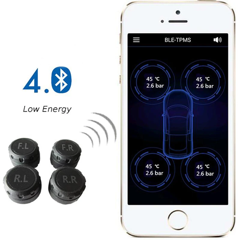 Умная автомобильная система контроля давления в шинах TPMS bluetooth приложение для