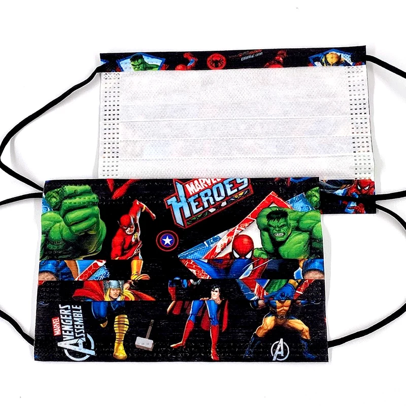 Super Cool Marvel Avengers Disposable Children Masks Cartoon Hero Pattern Dust-proof Anti-smog Anti-pollen Protective Kid Mask | Аксессуары
