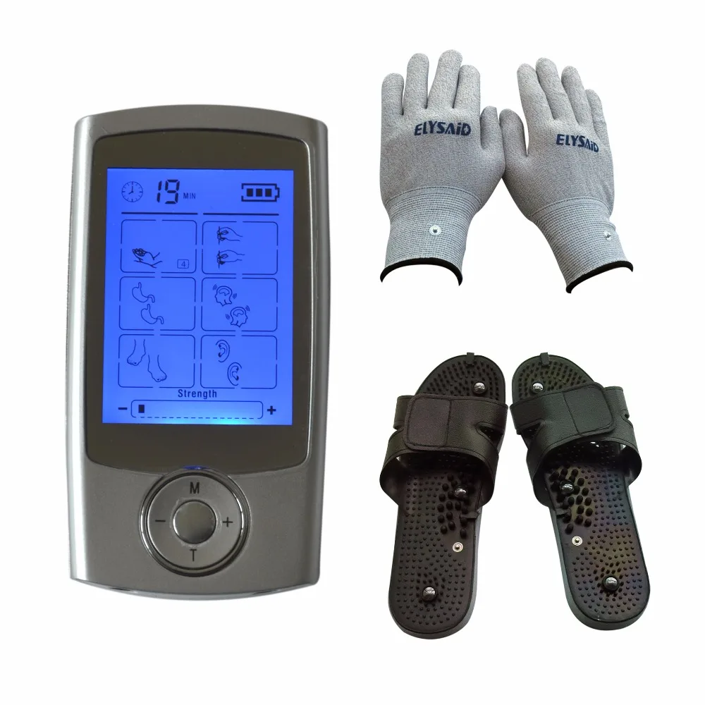 TENS Unit Dual Channle Output TENS/EMS Digital Therapy Pain Relief Electrical Nerve Muscle Stimulator With Gloves And Slipper