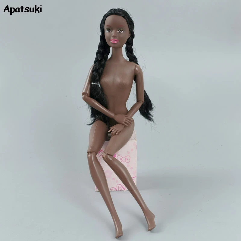 

11 Jointed Movable Body Head With Black Hair Long Ponytail 11.5" Doll Nude Naked Body for 1/6 BJD Accessories Kids DIY Toys