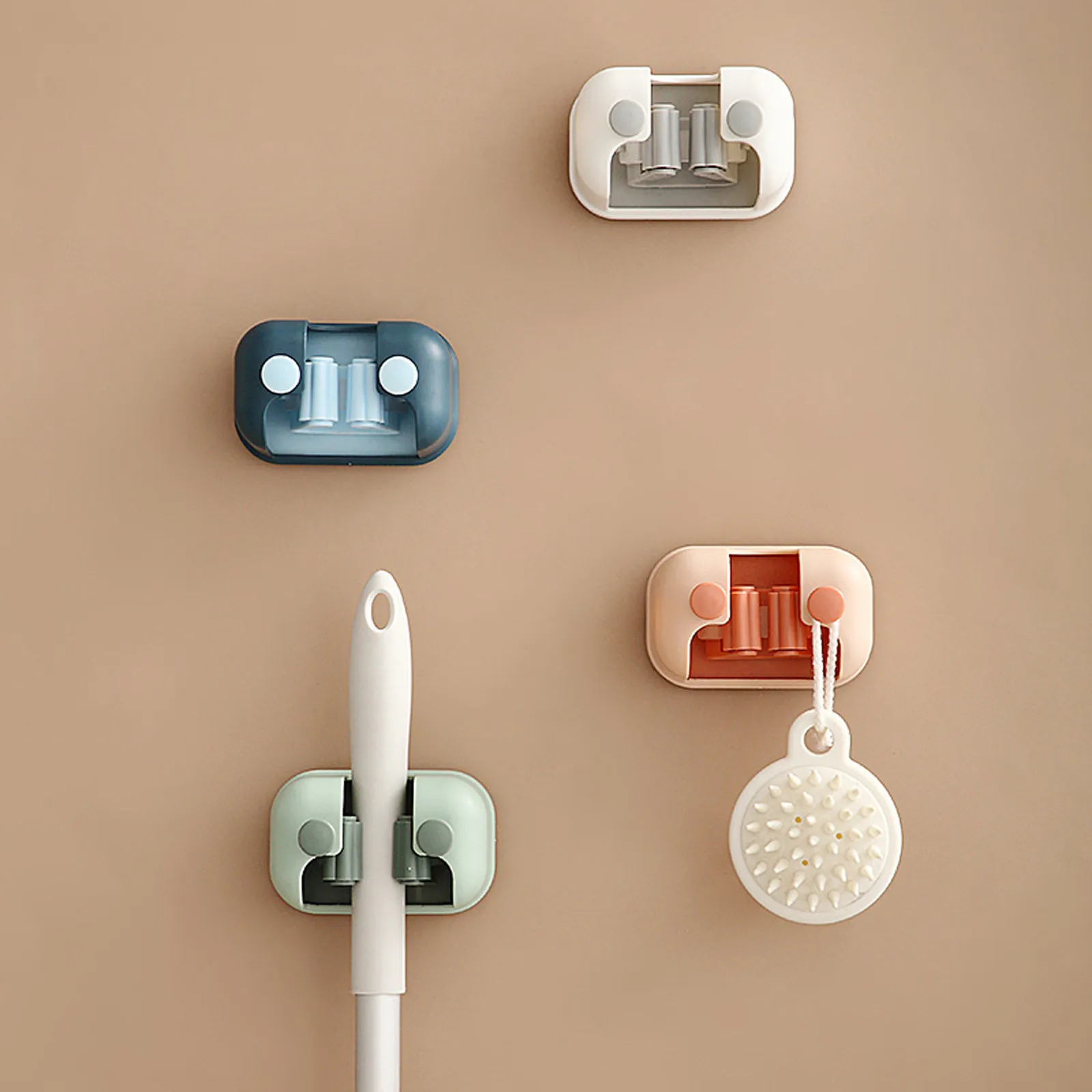 

Wall Hanging Broom Mop Holder Mop Storage Rack Load-Free Nail-Free Seamless Card Holder Hook Wall Mounted Mop Organizer Hanging