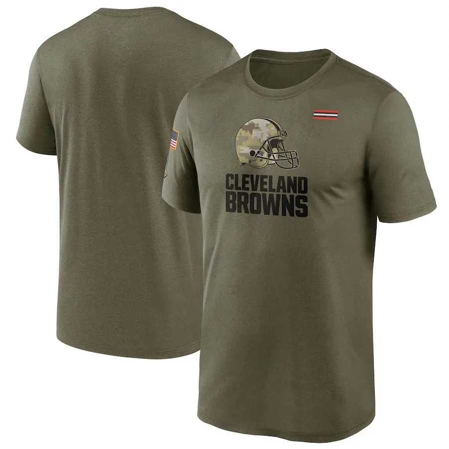 

Cleveland Men for T Shirt Browns 2021 Salute To Service Legend Performance Short sleeve sports Casual Oversized T-Shirt Olive