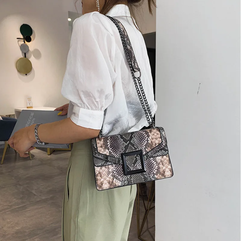 BXX Sac / 2019 Fashion Autumn Winter Luxury Women's Handbags Designer Snake Pattern Chain Single Shoulder Messenger Bag ZE938 | Багаж и