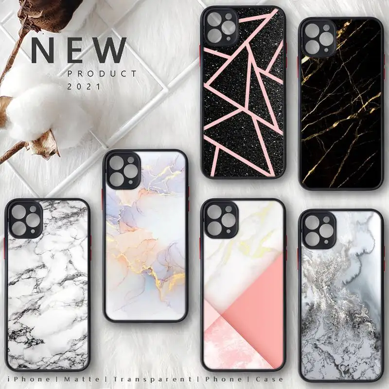 

Luxury marble pattern Phone Case Matte Transparent for iphone 11 12 pro mini XS XR X max 7 8 plus TPU Mobile bags cover shell