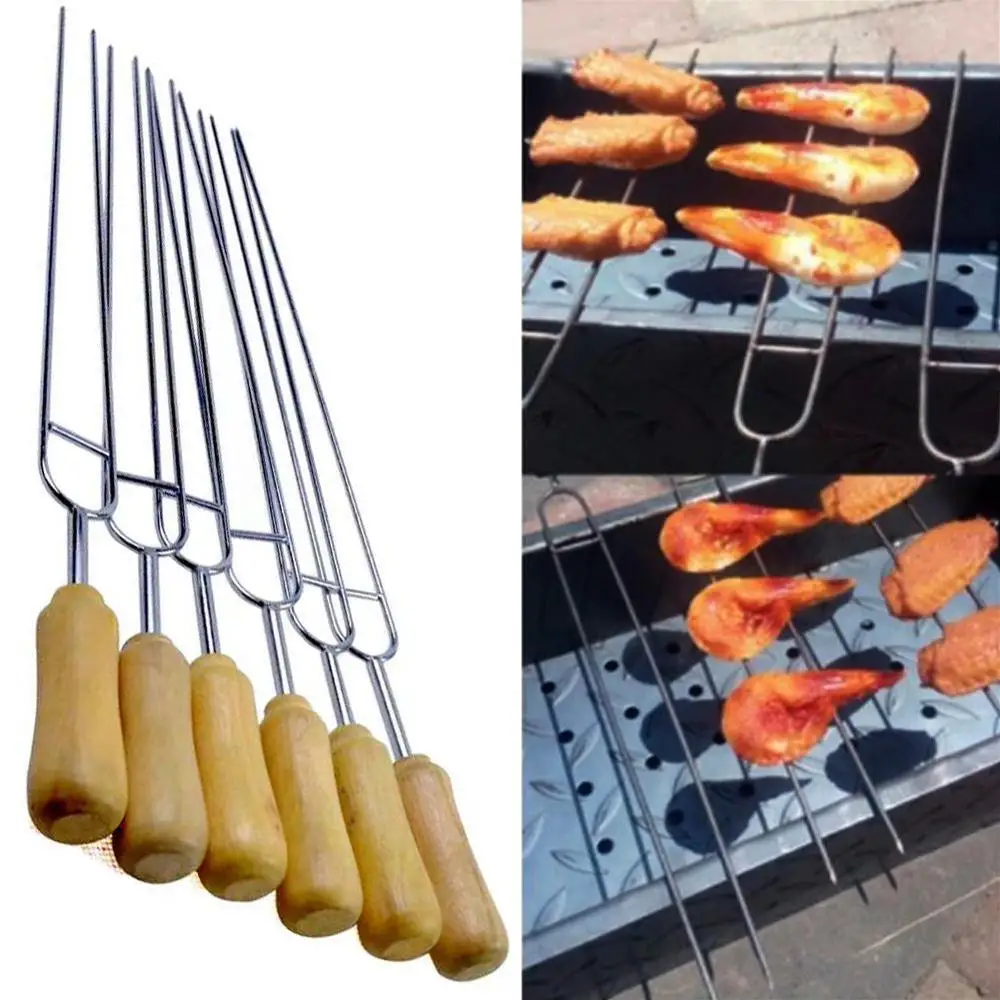 6 шт. стальные U образные паяльные игла вилка для барбекю гриль шпажки