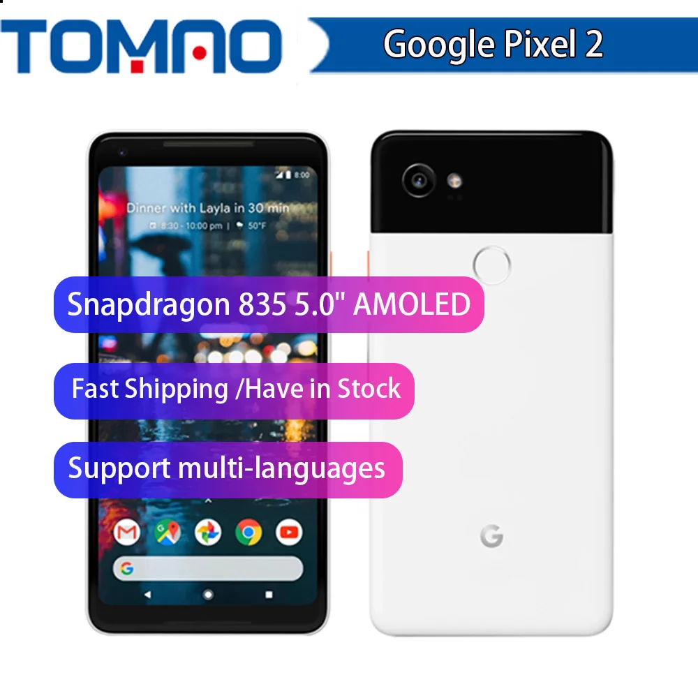 5,0 дюймовый смартфон Google Pixel 2, восьмиядерный смартфон Snapdragon 835, 4 ГБ, 64 ГБ, отпечаток пальца, 4G, LTE, мобильный телефон