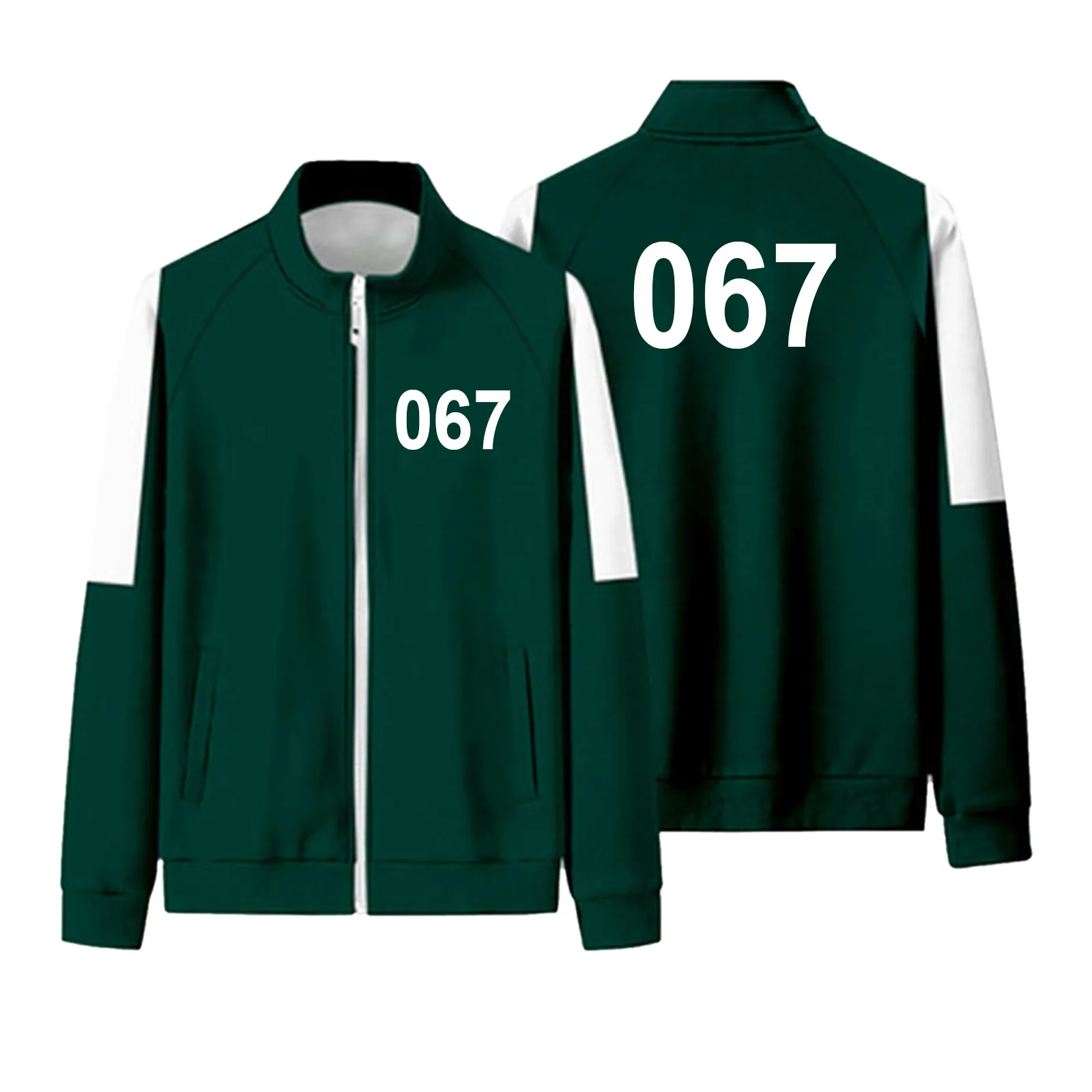 

Мужские флисовые пуловеры 456, цифровая Толстовка Li Zhengjae с принтом игры кальмар, зеленая Корейская популярная уличная одежда, игра кальмара