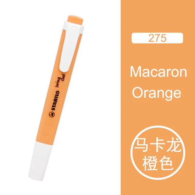 orange 1pcs STABILO Новинка 275 маркеры пастельные маркеры Лебедь качели 6 цветов один текст фокус маркеры ручки для школы офиса 1 шт - Цвет: orange 1pcs