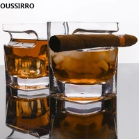 2 pcs crystal glass whiskey cup with cigar holder bar accessories liquor beer red wine cup for party and celebration tools