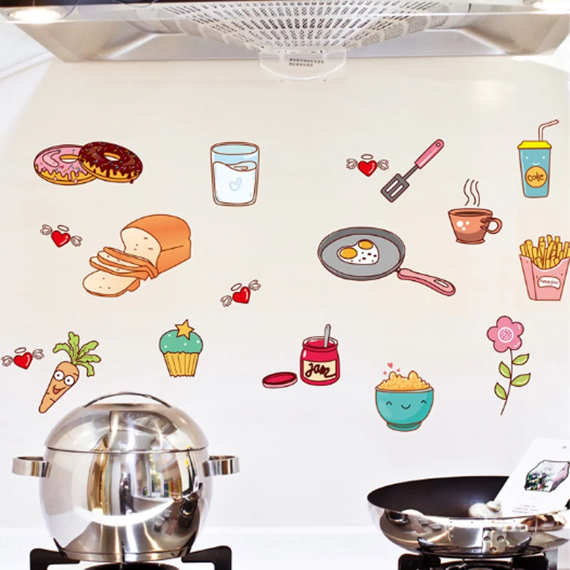 

Cartoon Cabinet Stickers Removable Self Adhesive Food Fruit Art Mural Decorative Stickers Drawer Shelf Liner Home Kitchen Decor