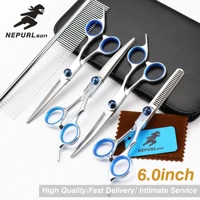 6 professional pet grooming kit direct and thinning scissors and curved pieces 4 pieces kit for pet grooming services