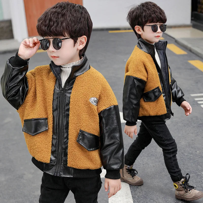 

Boys Jackets Coats Outwear 2021 Zipper Thicken Warm Plus Velvet Winter Autumn Fleece Cotton Cardigan Kids Children's Clothing