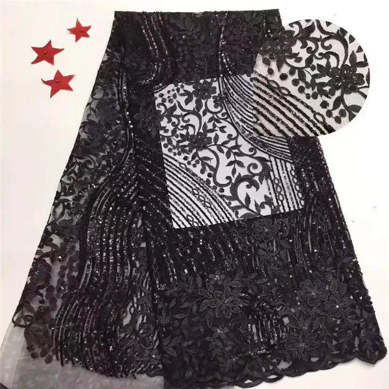 Последняя африканская кружевная ткань высокого качества зеленые блестки